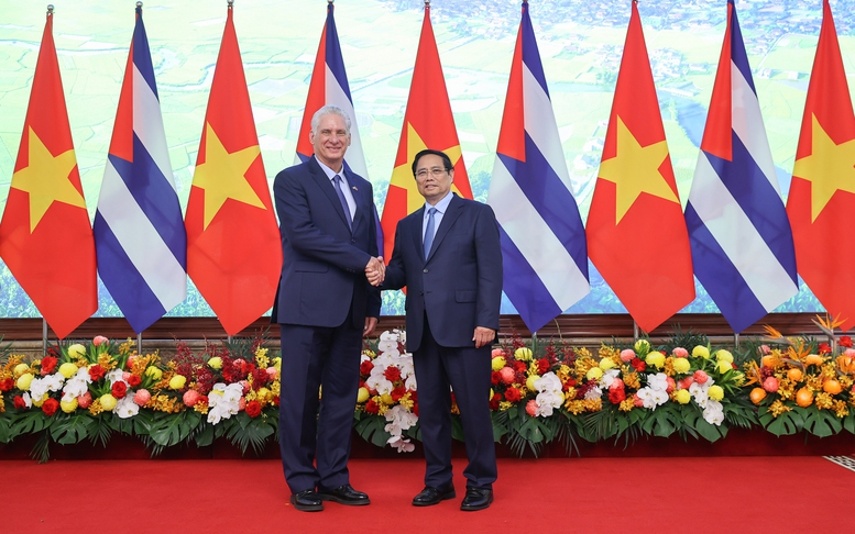 Bí thư Thứ nhất, Chủ tịch nước Cuba Miguel Diaz Canel hội kiến Thủ tướng Chính phủ Phạm Minh Chính