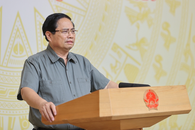 Thủ tướng Phạm Minh Chính, Trưởng Ban Chỉ đạo Trung ương về chính sách nhà ở và thị trường bất động sản, chủ trì hội nghị công bố quyết định kiện toàn Ban Chỉ đạo và phiên họp thứ nhất của Ban Chỉ đạo - Ảnh: VGP/Nhật Bắc