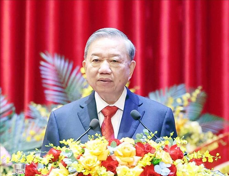 Tổng Bí thư Tô Lâm phát biểu tại Đại hội đại biểu Đảng bộ các cơ quan Đảng Trung ương lần thứ nhất - Ảnh: TTXVN
