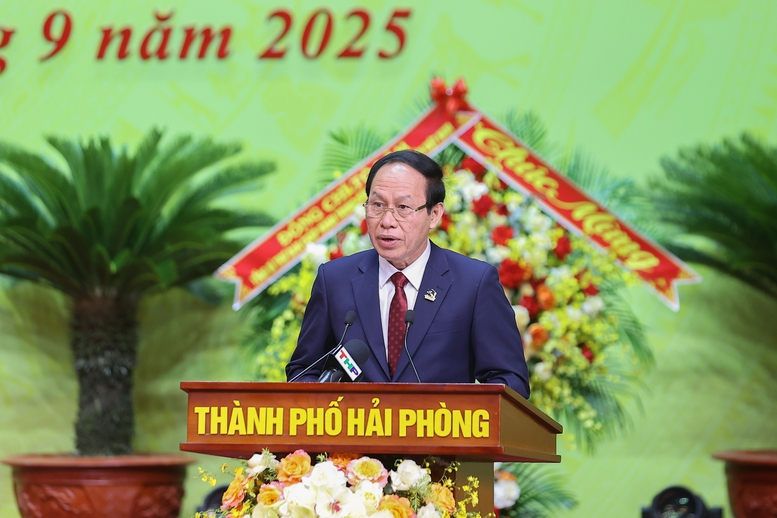 Thủ tướng Phạm Minh Chính dự và chỉ đạo Đại hội Đảng bộ thành phố Hải Phòng lần thứ I- Ảnh 3.