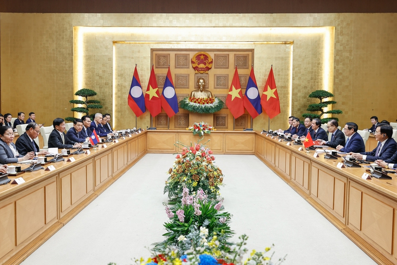 Thủ tướng Phạm Minh Chính hội kiến Tổng Bí thư, Chủ tịch nước Lào- Ảnh 4.