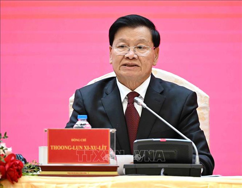 Tổng Bí thư, Chủ tịch nước Lào thông tin về Đại hội XII của Đảng Nhân dân Cách mạng Lào- Ảnh 1.