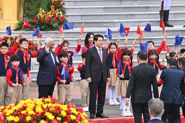 Chủ tịch nước Lương Cường chủ trì Lễ đón Chủ tịch Hội đồng châu Âu- Ảnh 1.