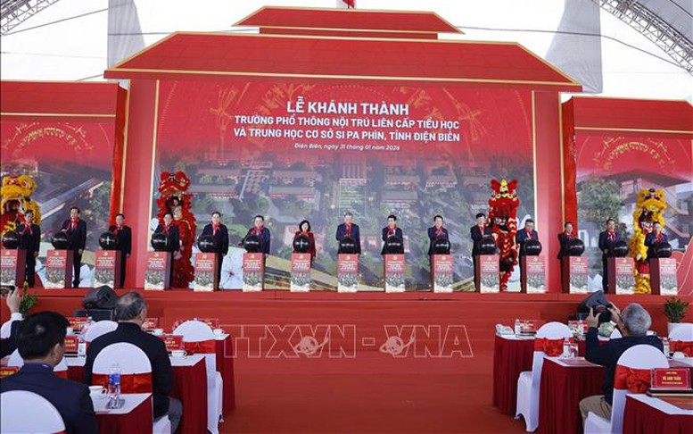 Tổng Bí thư Tô Lâm dự lễ khánh thành trường phổ thông nội trú liên cấp tại Điện Biên