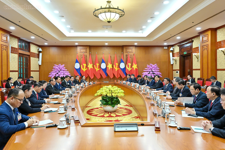 Thường trực Ban Bí thư Trần Cẩm Tú hội đàm với Thường trực Ban Bí thư Trung ương Đảng Nhân dân Cách mạng Lào- Ảnh 4.