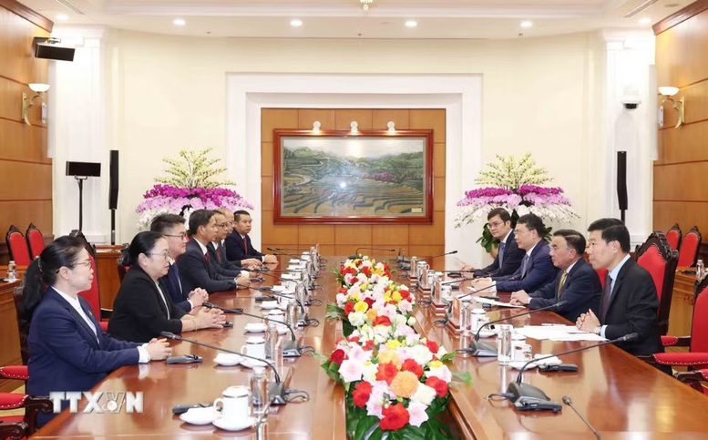 Thường trực Ban Bí thư Trần Cẩm Tú tiếp Bí thư Đoàn Thanh niên Nhân dân Cách mạng Lào- Ảnh 2.
