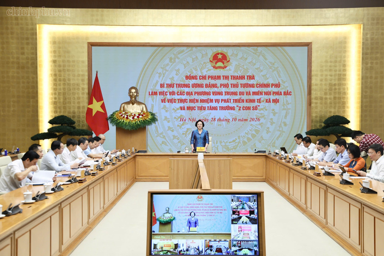 Phó Thủ tướng Phạm Thị Thanh Trà làm việc với 9 tỉnh vùng Trung du và miền núi phía bắc về mục tiêu tăng trưởng 2 con số - Ảnh 1.