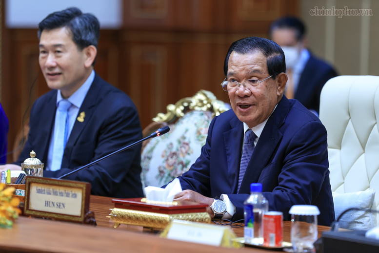 Thủ tướng Lê Minh Hưng hội kiến Chủ tịch Đảng Nhân dân, Chủ tịch Thượng viện Campuchia Hun Sen- Ảnh 4.