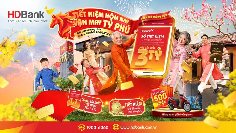 HDBank khai xuân 'bùng nổ' ưu đãi tiết kiệm tỷ phú- Ảnh 1.