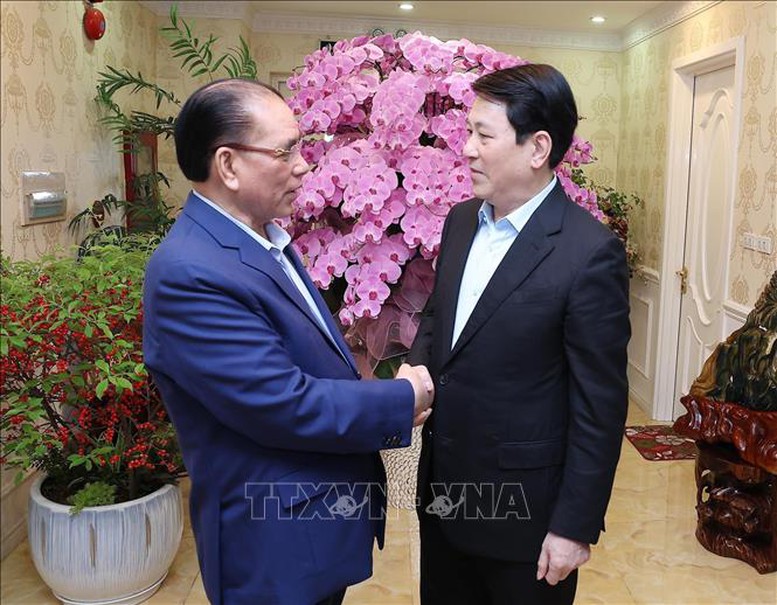 Chủ tịch nước Lương Cường chúc Tết nguyên Tổng Bí thư Nông Đức Mạnh- Ảnh 2.
