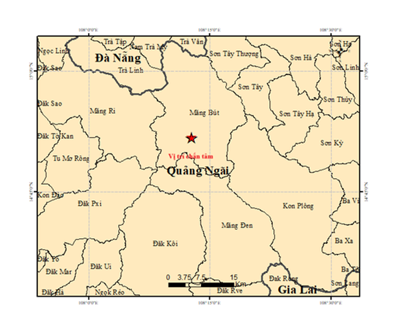 6 trận động đất xảy ra tại xã Măng Bút, tỉnh Quảng Ngãi, có trận 4 độ- Ảnh 1.