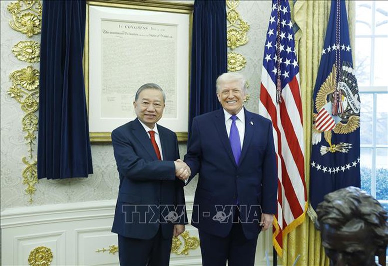 Tổng Bí thư Tô Lâm gặp Tổng thống Hoa Kỳ Donald Trump- Ảnh 1.