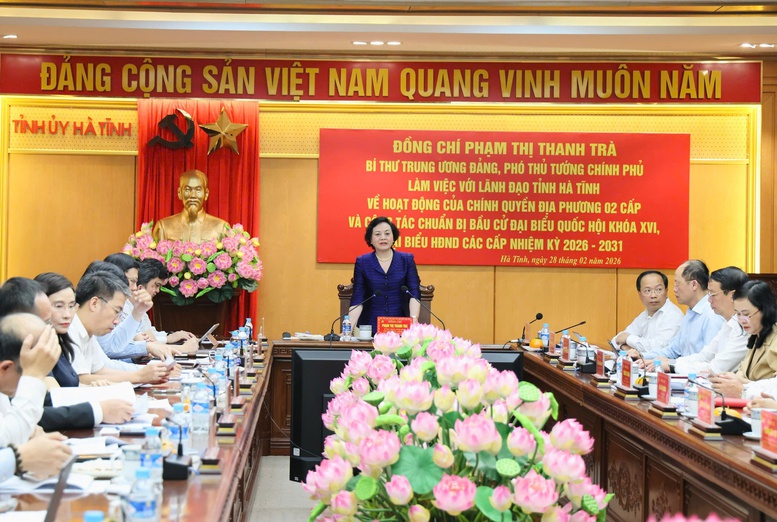 Phó Thủ tướng Phạm Thị Thanh Trà làm việc với Hà Tĩnh về vận hành chính quyền địa phương hai cấp và công tác bầu cử- Ảnh 2.