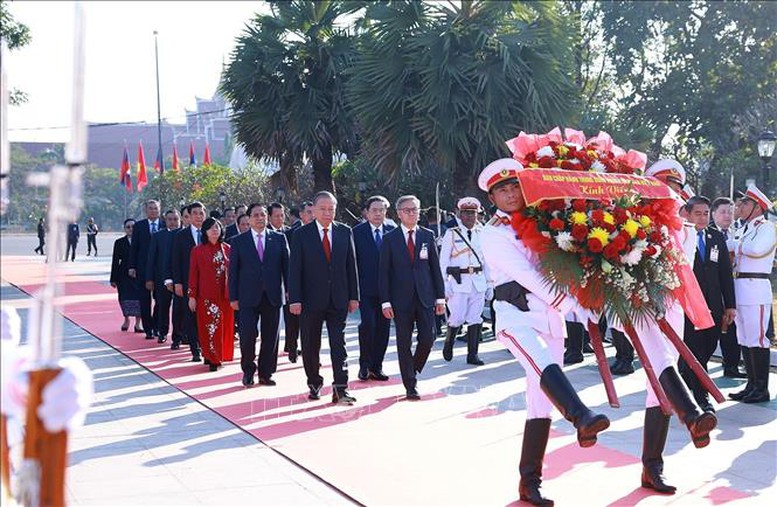 Lễ đón trọng thể Tổng Bí thư Tô Lâm tại thủ đô Viêng Chăn (Lào)- Ảnh 6.