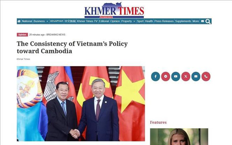 Truyền thông Campuchia đồng loạt đưa tin về chuyến thăm của Tổng Bí thư Tô Lâm