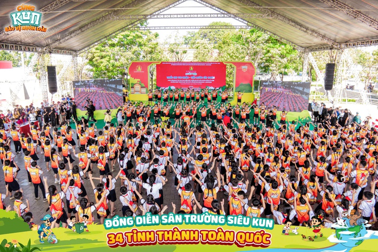 Thông điệp 'Cùng KUN bảo vệ muôn loài' được thiếu nhi toàn quốc hưởng ứng qua màn đồng diễn sân trường- Ảnh 5.