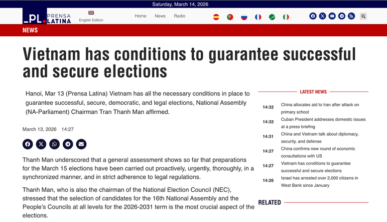 Nhiều hãng thông tấn quốc tế đưa tin về cuộc bầu cử tại Việt Nam- Ảnh 3.