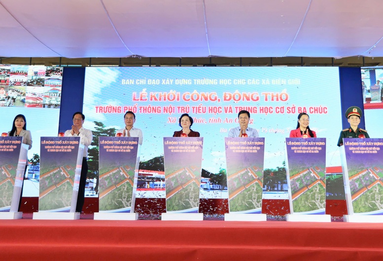 Phó Thủ tướng Phạm Thị Thanh Trà dự lễ khởi công Trường Phổ thông nội trú liên cấp Ba Chúc, tỉnh An Giang- Ảnh 2.