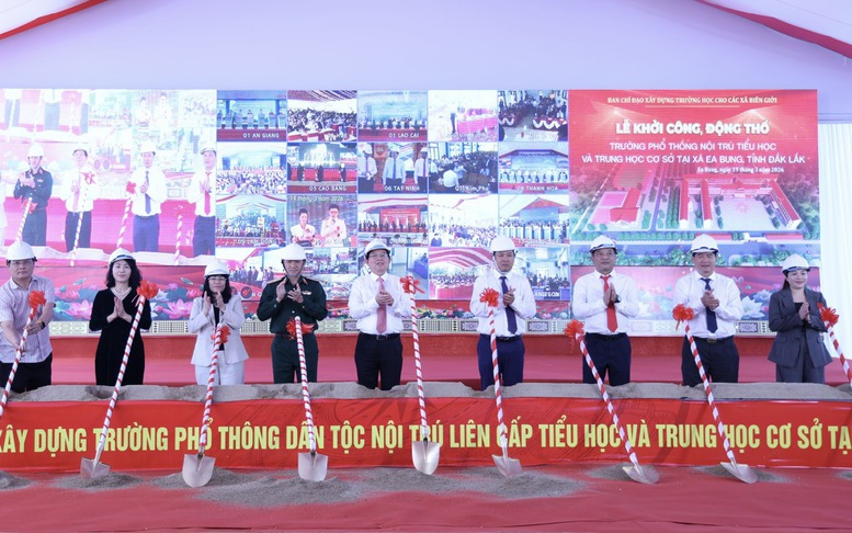 Phó Thủ tướng Hồ Quốc Dũng dự lễ động thổ xây dựng Trường Phổ thông nội trú liên cấp TH và THCS xã Ea Bung, Đắk Lắk