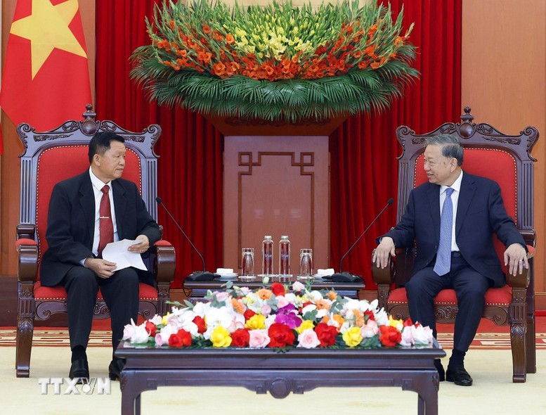 Tổng Bí thư Tô Lâm tiếp Đoàn đại biểu cấp cao Bộ Công an Lào- Ảnh 2.