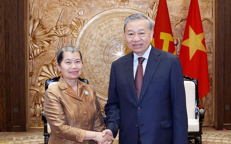 Tổng Bí thư Tô Lâm tiếp Đoàn đại biểu Hội đồng Quốc gia Mặt trận Đoàn kết Phát triển Tổ quốc Campuchia