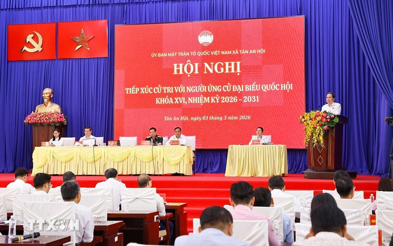 Chủ tịch Quốc hội Trần Thanh Mẫn dự Hội nghị tiếp xúc giữa cử tri với người ứng cử đại biểu Quốc hội khóa XVI