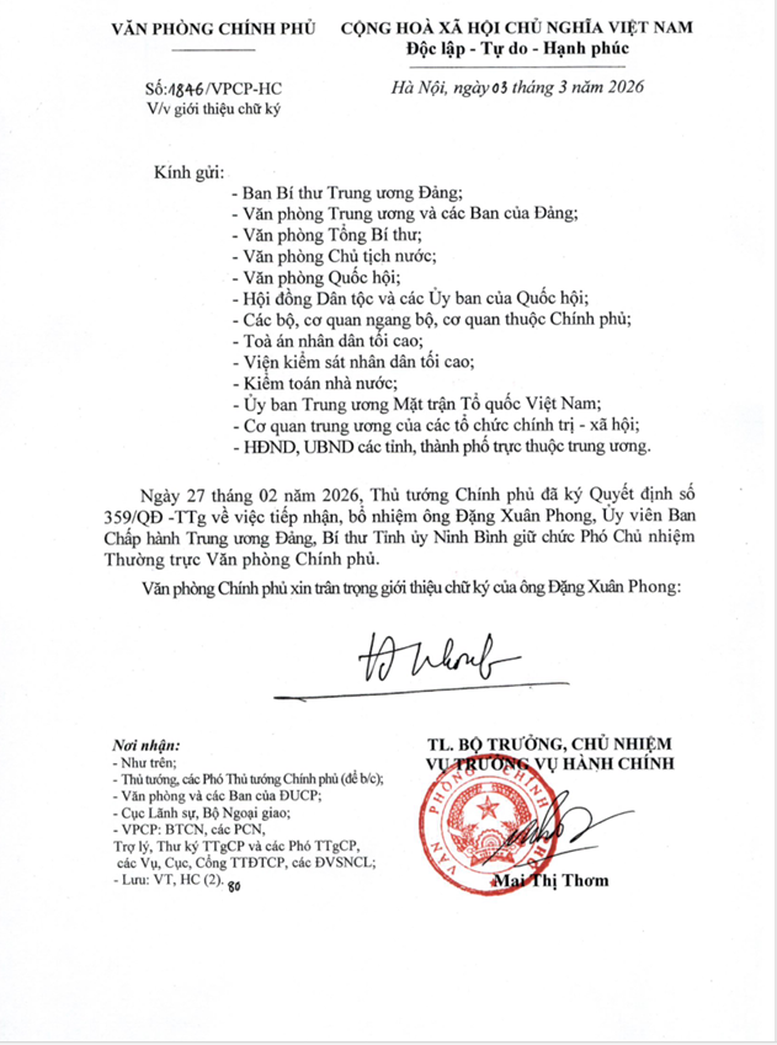 Giới thiệu chữ ký của Phó Chủ nhiệm Thường trực Văn phòng Chính phủ- Ảnh 1.