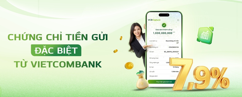 Vietcombank phát hành chứng chỉ tiền gửi trực tuyến lãi tới 7,9%/năm- Ảnh 1.