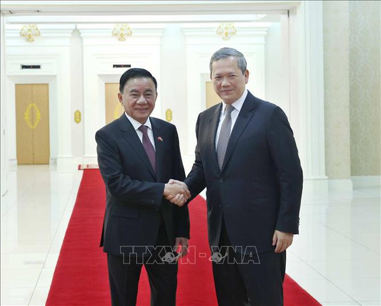 Thường trực Ban Bí thư Trần Cẩm Tú hội kiến Thủ tướng Campuchia Hun Manet