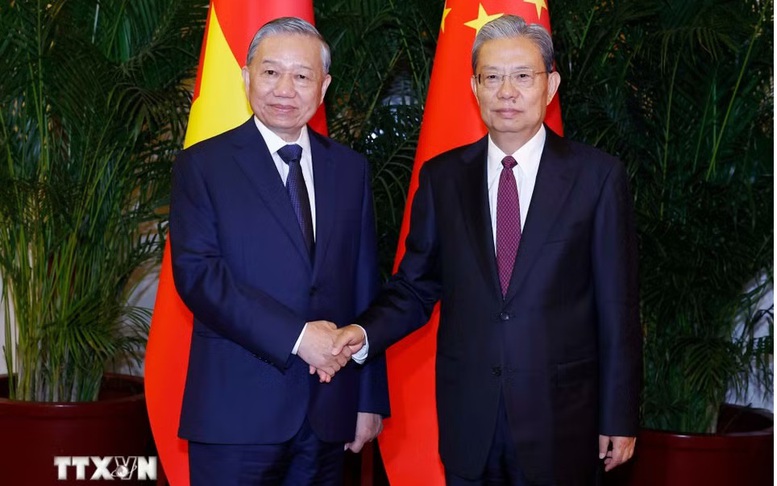 Tổng Bí thư, Chủ tịch nước Tô Lâm hội kiến Ủy viên trưởng Nhân đại toàn quốc Trung Quốc Triệu Lạc Tế