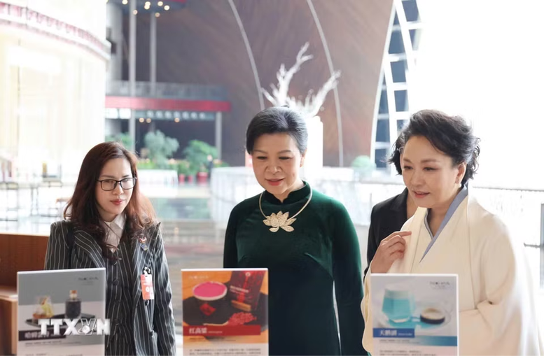 Phu nhân Ngô Phương Ly gặp gỡ, trao đổi với Phu nhân Tổng Bí thư, Chủ tịch nước Trung Quốc Tập Cận Bình - Giáo sư Bành Lệ Viên- Ảnh 4.