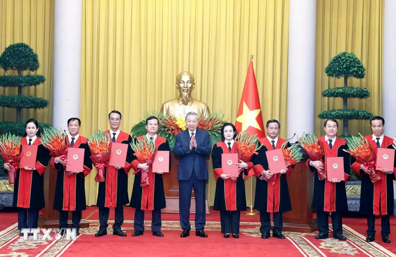 Tổng Bí thư, Chủ tịch nước Tô Lâm trao quyết định bổ nhiệm Thẩm phán TAND tối cao- Ảnh 1.
