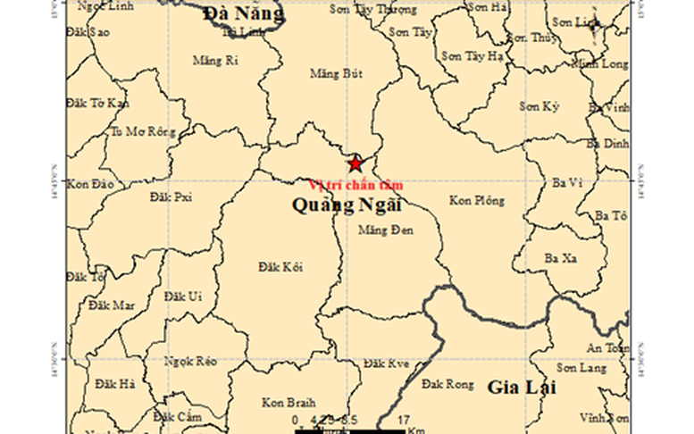 Liên tiếp xảy ra 6 trận động đất ở Quảng Ngãi