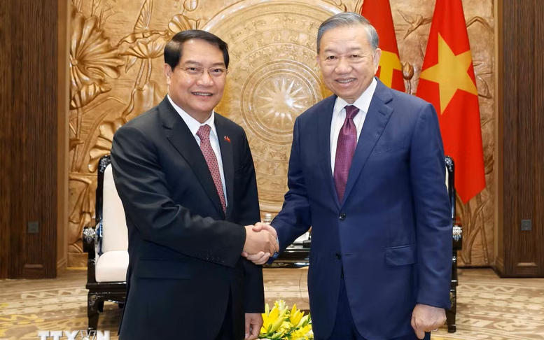 Tổng Bí thư, Chủ tịch nước Tô Lâm tiếp Bí thư Thành ủy, Chủ tịch Hội đồng nhân dân Thủ đô Vientiane (Lào)