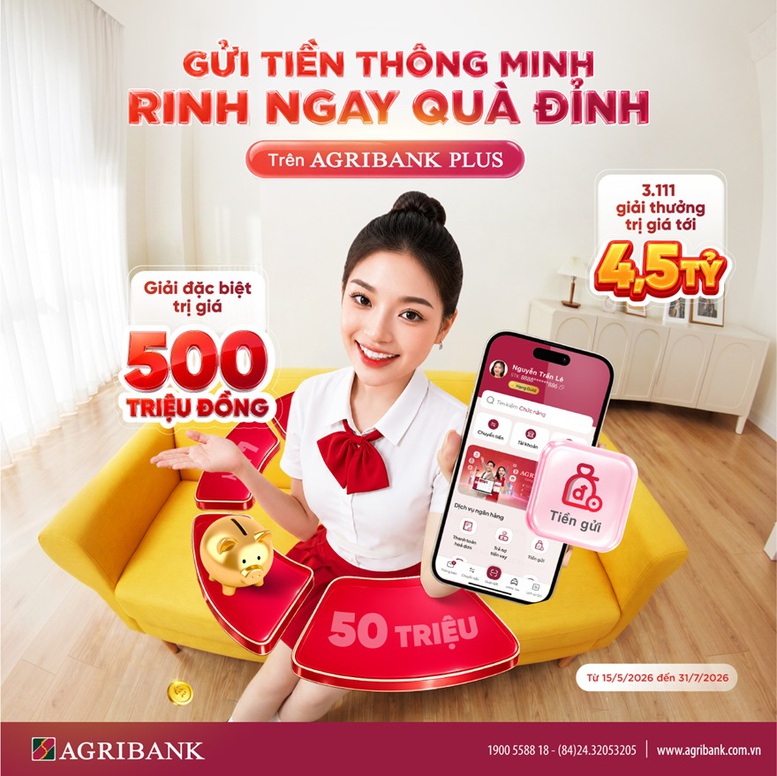 Gửi tiền online trên Agribank Plus, nhận quà tới 500 triệu đồng- Ảnh 1.
