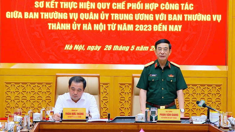 Sơ kết thực hiện quy chế phối hợp công tác giữa Ban Thường vụ Quân uỷ Trung ương và Ban Thường vụ Thành uỷ Hà Nội- Ảnh 3.