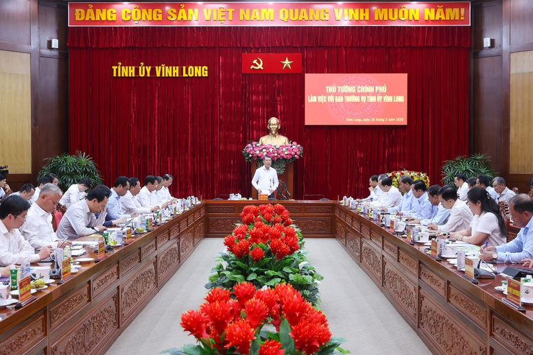 Thủ tướng Lê Minh Hưng làm việc với Ban Thường vụ Tỉnh ủy Vĩnh Long- Ảnh 2.
