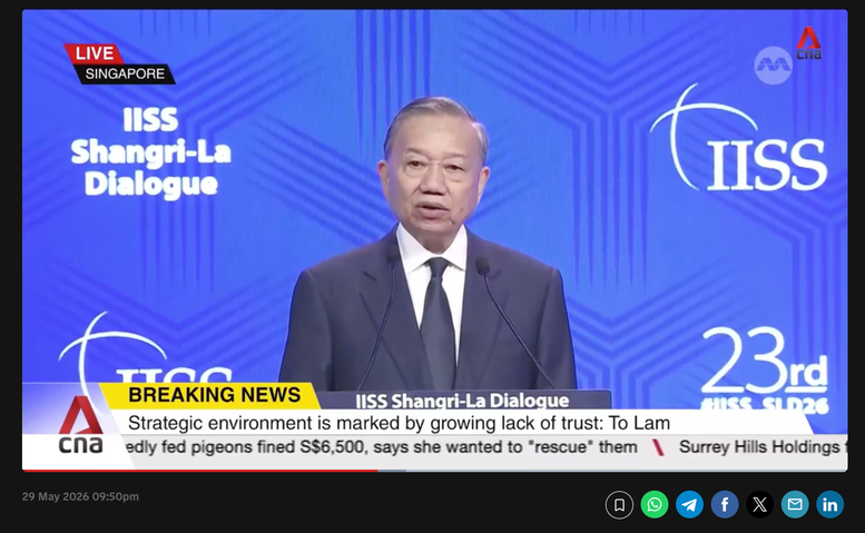 Báo chí quốc tế đánh giá cao phát biểu dẫn đề của Tổng Bí thư, Chủ tịch nước Tô Lâm tại Đối thoại Shangri-La- Ảnh 1. Báo chí quốc tế đánh giá cao phát biểu dẫn đề của Tổng Bí thư, Chủ tịch nước Tô Lâm tại Đối thoại Shangri-La- Ảnh 1.