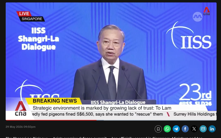 Báo chí quốc tế đánh giá cao phát biểu dẫn đề của Tổng Bí thư, Chủ tịch nước Tô Lâm tại Đối thoại Shangri-La