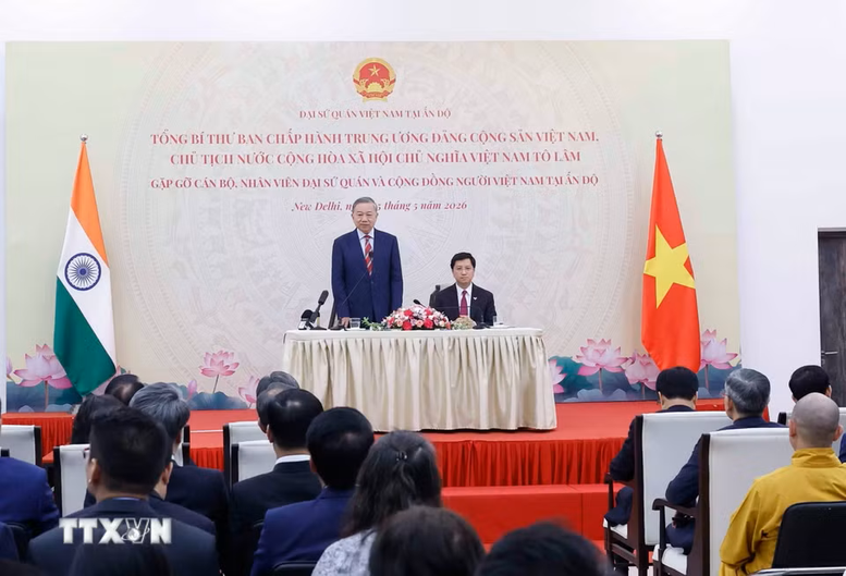 Tổng Bí thư, Chủ tịch nước Tô Lâm gặp gỡ cộng đồng người Việt Nam tại Ấn Độ- Ảnh 3.