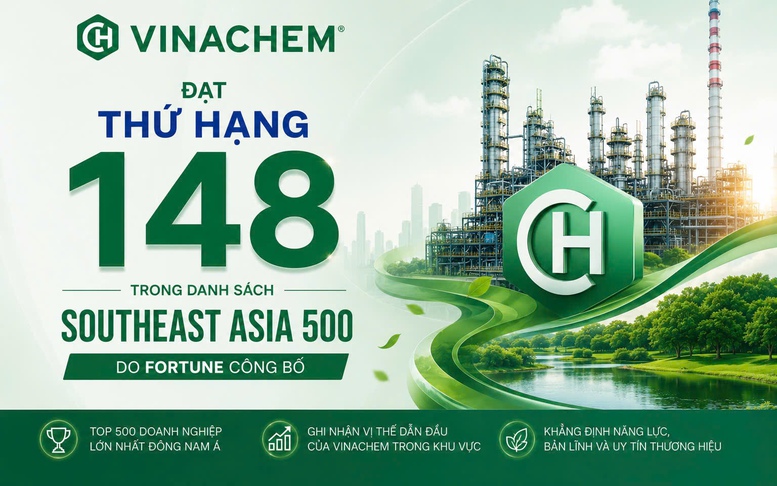 Vinachem được vinh danh trong bảng xếp hạng 500 doanh nghiệp hàng đầu Đông Nam Á năm 2026