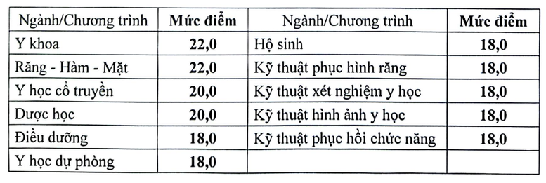 Công bố ngưỡng bảo đảm chất lượng đầu vào nhóm ngành sức khỏe năm 2026- Ảnh 2.