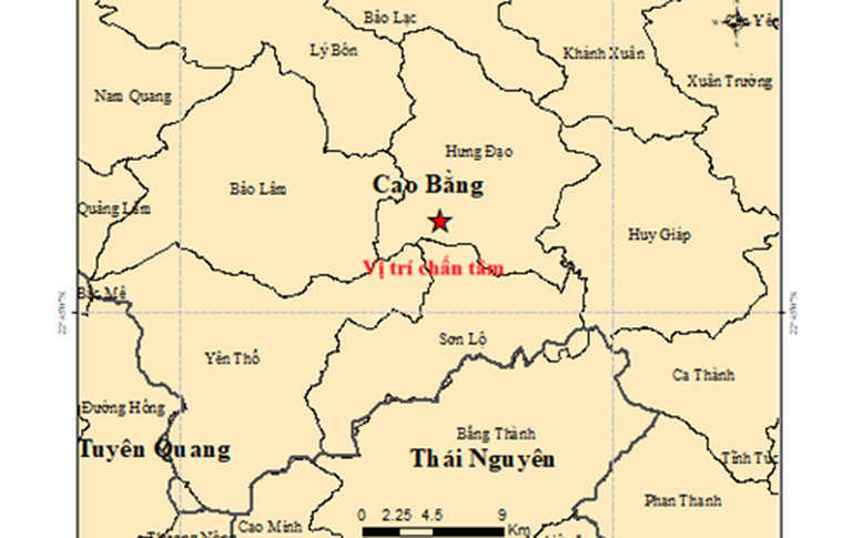 2 trận động đất xảy ra tại Đà Nẵng, Cao Bằng trong ngày 1/8