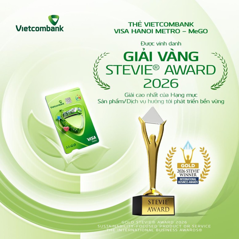 Thẻ Vietcombank Visa Hanoi Metro - MeGO giành Giải Vàng Stevie Awards 2026- Ảnh 1.