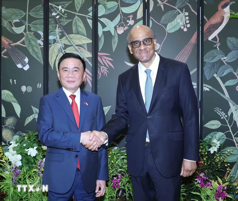 Thường trực Ban Bí thư Trần Cẩm Tú hội kiến Tổng thống Singapore Tharman Shanmugaratnam- Ảnh 1.