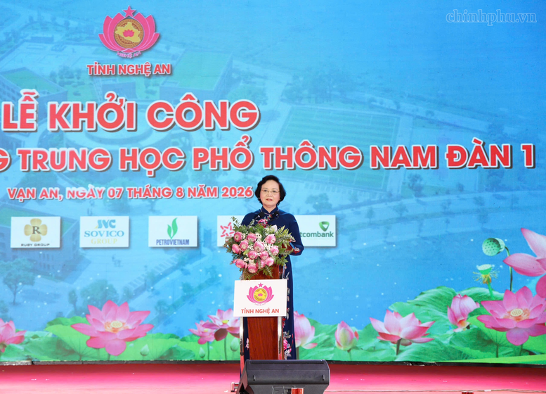 Khởi công Trường THPT Nam Đàn 1, Phó Thủ tướng Phạm Thị Thanh Trà kỳ vọng môi trường giáo dục chất lượng cao, nhân văn- Ảnh 3.