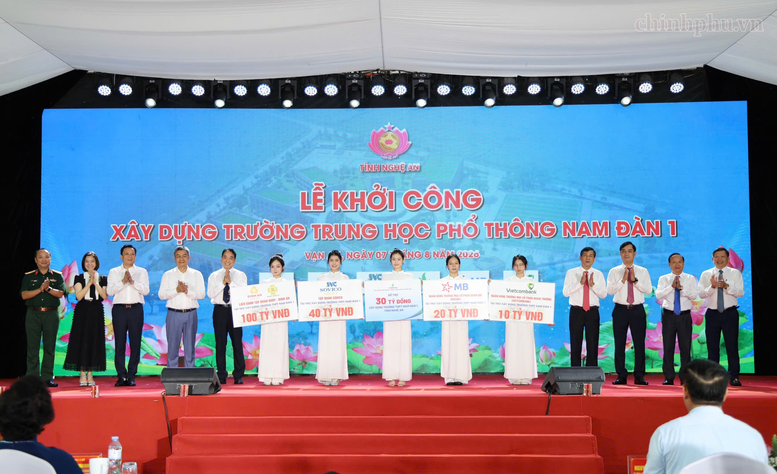 Khởi công Trường THPT Nam Đàn 1, Phó Thủ tướng Phạm Thị Thanh Trà kỳ vọng môi trường giáo dục chất lượng cao, nhân văn- Ảnh 4.