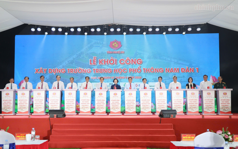Khởi công Trường THPT Nam Đàn 1, Phó Thủ tướng Phạm Thị Thanh Trà kỳ vọng môi trường giáo dục chất lượng cao, nhân văn