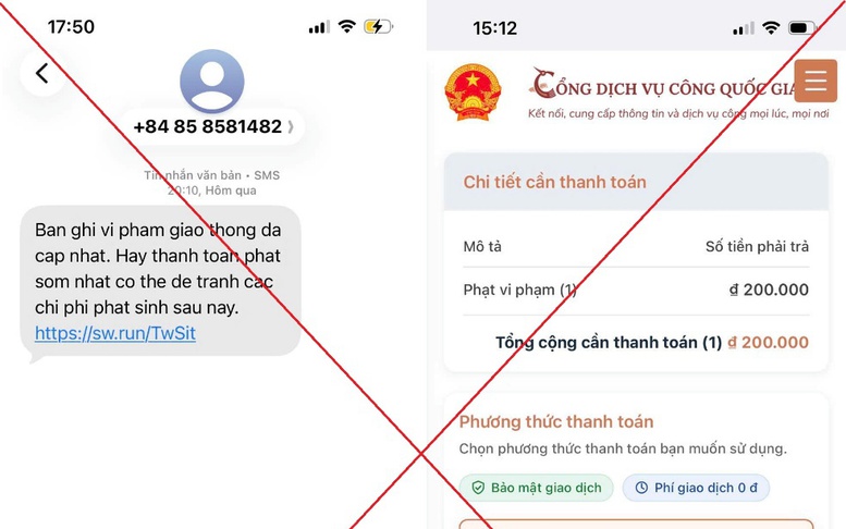 Cảnh báo thủ đoạn giả danh cơ quan công an gửi tin nhắn 'phạt nguội' để lừa đảo