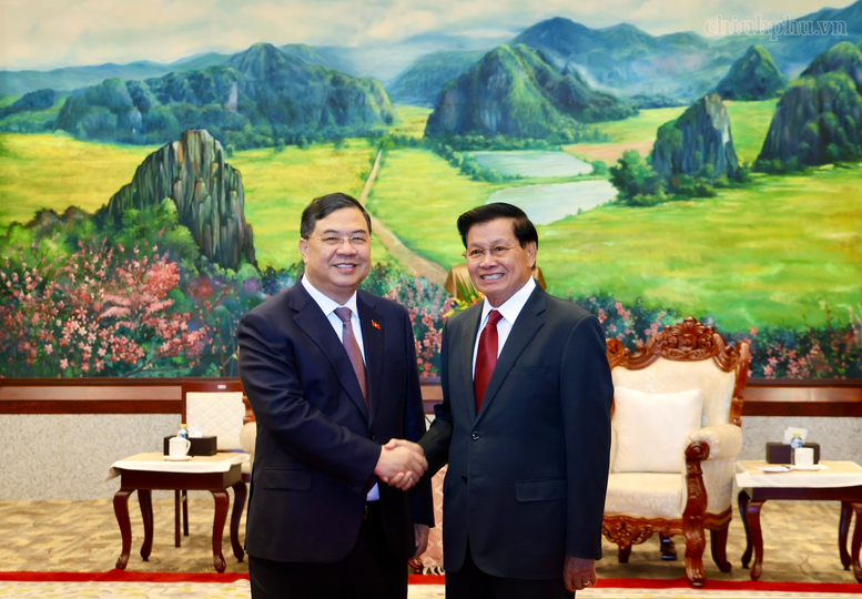 Phó Thủ tướng Thường trực Phạm Gia Túc chào Tổng Bí thư, Chủ tịch nước và Thủ tướng Lào- Ảnh 1.